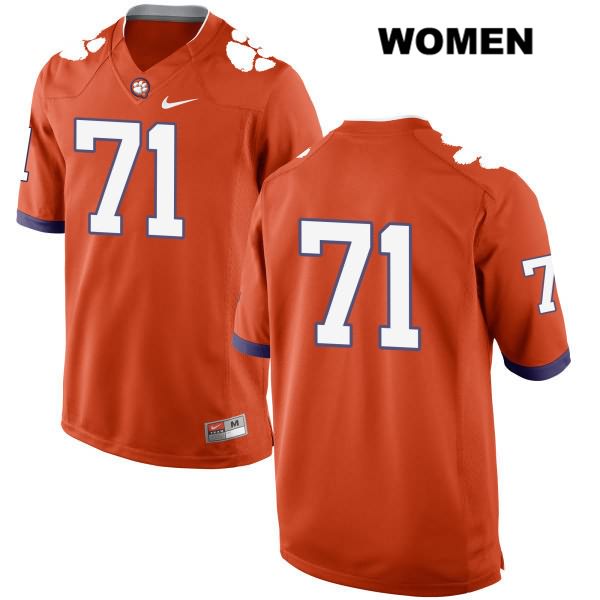 Women's Clemson Tigers #71 Jack Maddox Stitched Orange Authentic Nike No Name NCAA College Football Jersey EVB0746FB